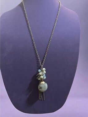 Handcrafted White Bead Pendant Necklace and earrings set 
888